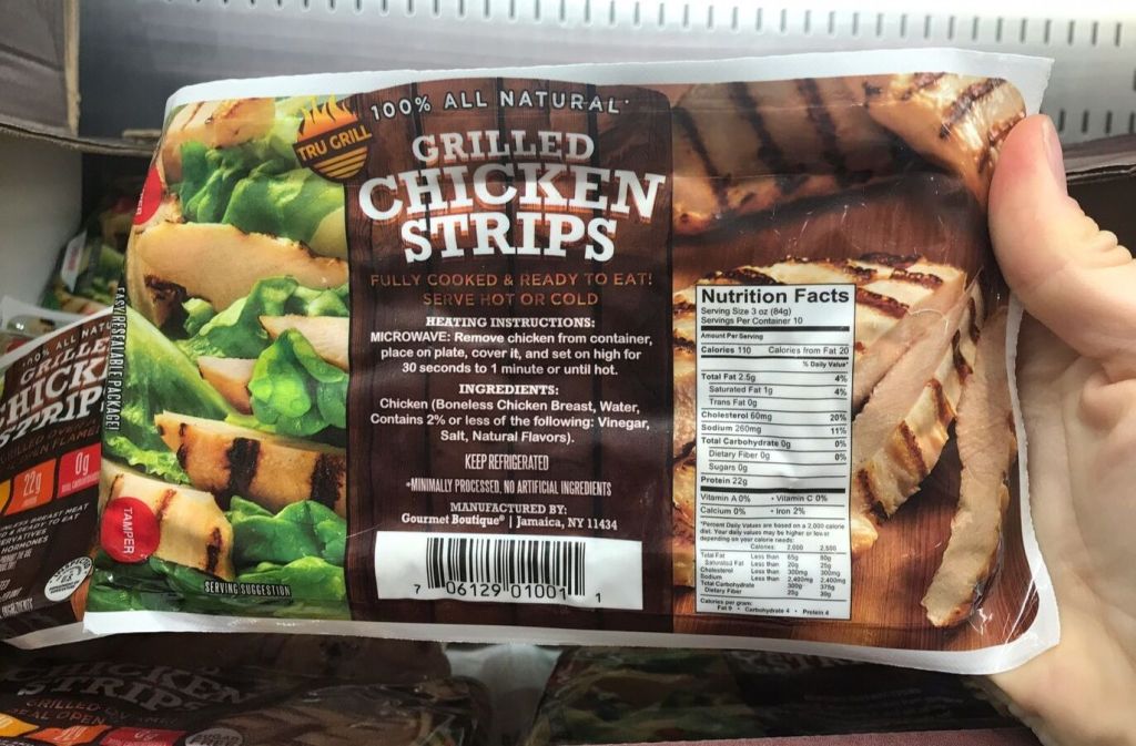 package of tru grill grilled chicken strips at costco